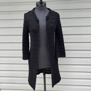 Cotton Emporium Black Chunky Knit Open Front Cardigan Size Small